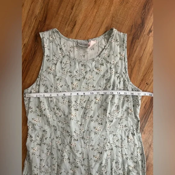 Vintage Studio 90s Dainty Floral Sack Maxi Dress Light Blue Womens Size 12 - Picture 8 of 9